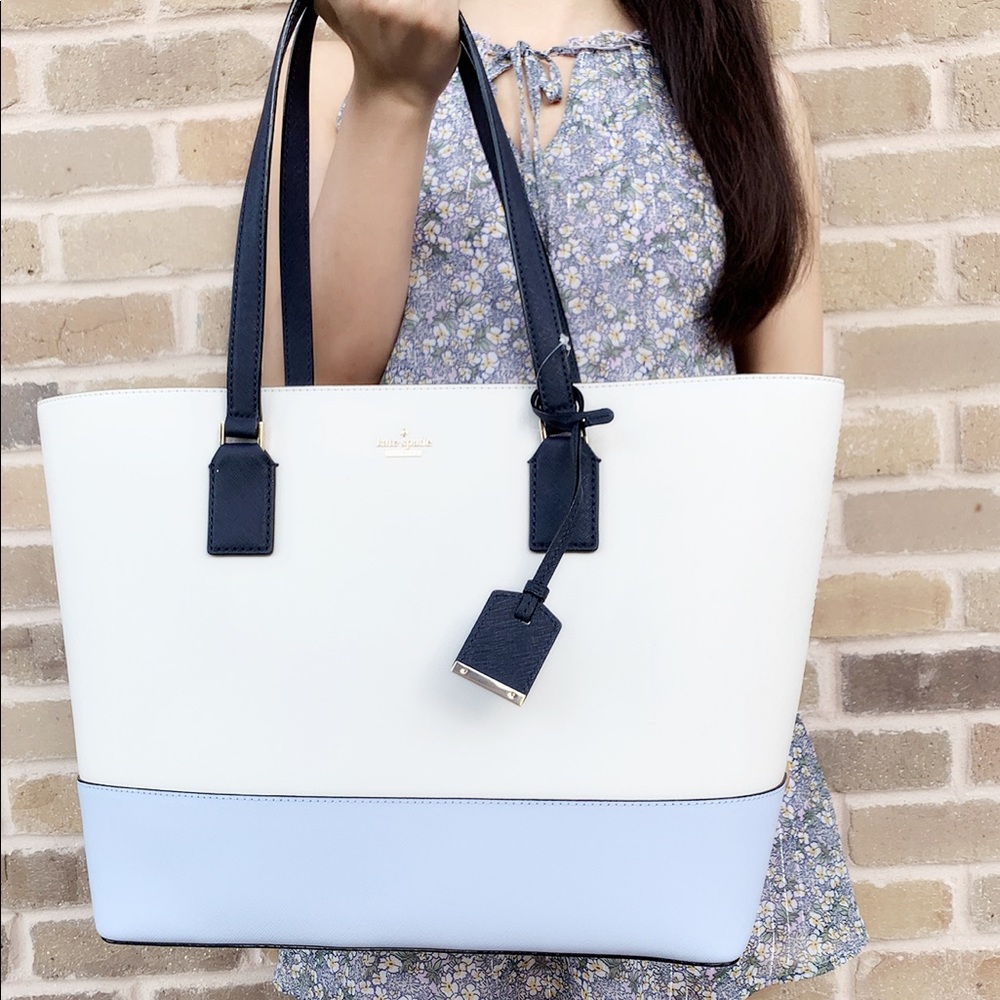 Kate Spade Harmony large tote beige purple - Picture 2 of 5